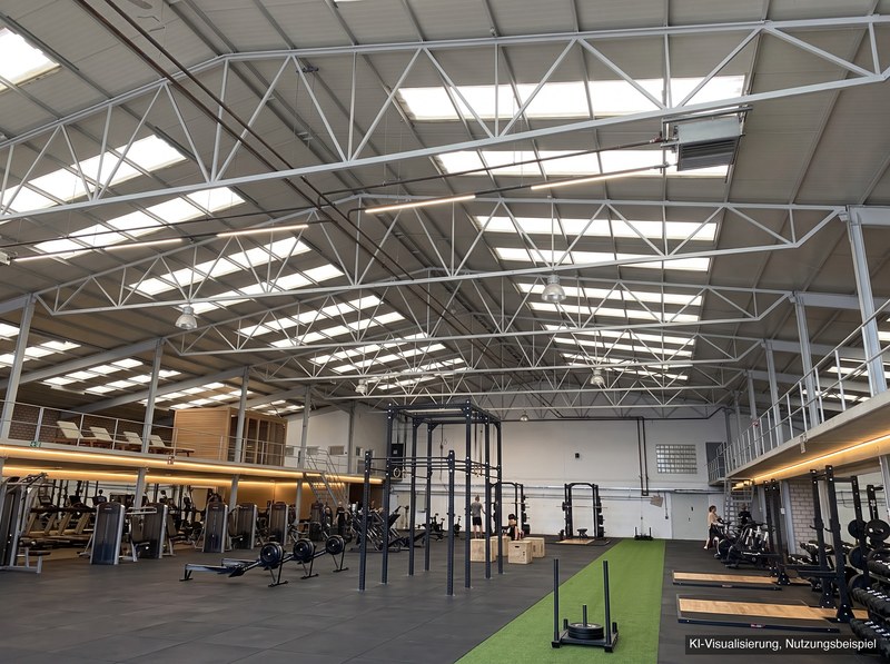 Gym und Sportzentrum: KI-Visualisierung, Konzept.