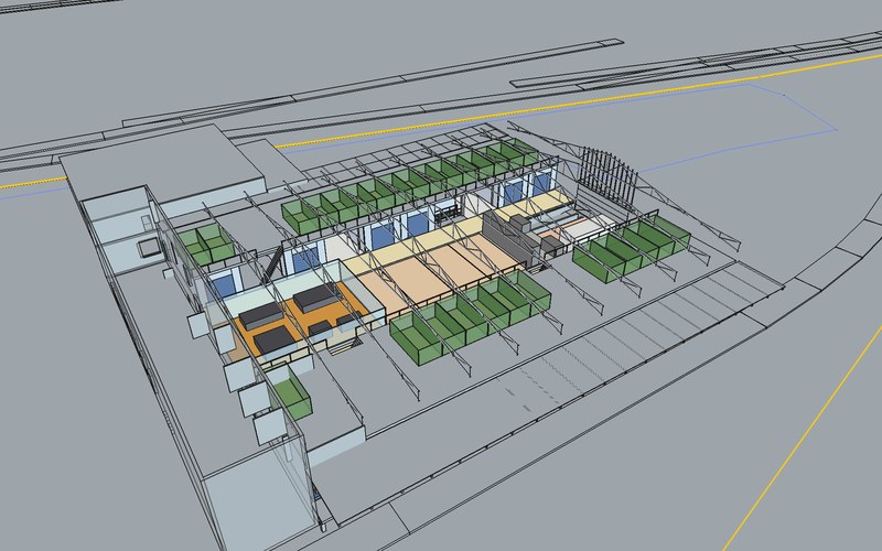Handwerkerhof: Visualisierung aus dem 3D-Modell, Konzept.