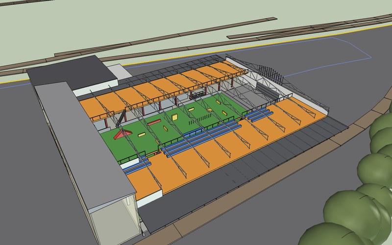 Hundesport- und Agility-Halle: Visualisierung aus dem 3D-Modell, Konzept.