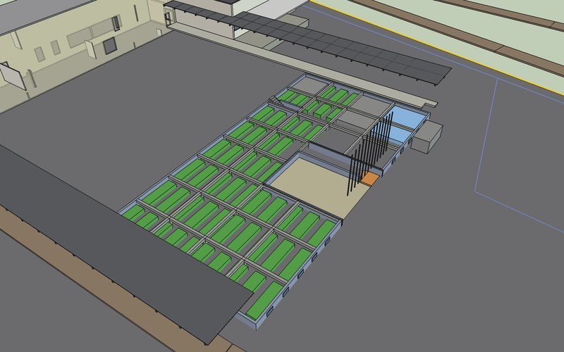Indoor-Farm im Keller: Visualisierung aus dem 3D-Modell, Konzept.