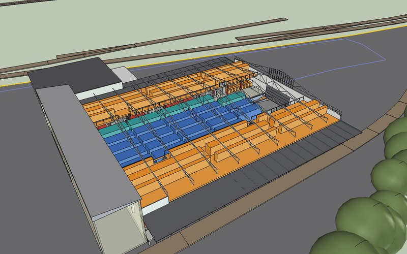 Winterlager für Fahrzeuge: Visualisierung aus dem 3D-Modell, Konzept.